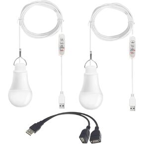 Taysing USB Light,USB Lamp,Camping Lights,7W Dimmable Hanging Portable Emergency Light Tent Lights for Power Station Solar Panel Charger Power Bank Power Outage Camping Outdoor Hurricane,2 Pack 5000K