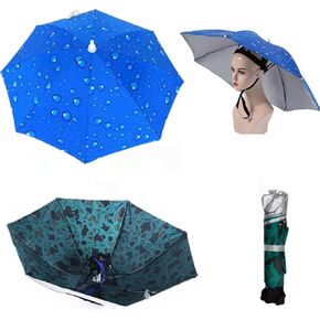 2 PCS Umbrella Hat for Adult,36.2" Diameter Fishing Umbrella Hat Folding Adjustable Sun Rain Cap, Oversize Waterproof UV Protection Fishing Headwear for Outdoor Party Beach Hiking