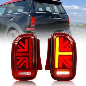 Archaic for Mini Cooper Clubman R55 2007-2014 Tail Lights Assembly, Full LED Rear Lamps for 1st gen Mini Clubvan Base/JCW/S Clubman, Sequential Turn Signal Taillight Assemblies, Plug&Play, Pair, Red