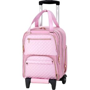 16-Inch Underseat Carry On with Wheels Lightweight Multi-Functional Overnight Suitcase for Men and Women, Water-Resistant and Anti-Theft (Black)