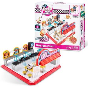 Mini Brands Foodie Series 2 Food Court Playset with 1 Exclusive Mini by ZURU - Includes Real Mini Fast Food Brands Collectibles, Food Court Playset for Role Play and Displaying Collection