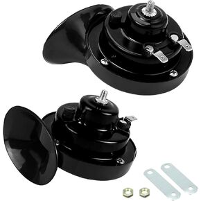 Pack-2 Car Snail Air Horn, 12V Waterproof Sealed 300DB Stereo Sound Dual Speakers, Safety Warning Honking Trumpet with Mounting Accessories, Universal for Most Cars and Motorcycles (Black)