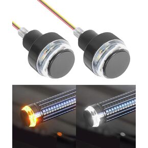 2PCS Motorcycle Turn Signal,Car Accessories Bar End Turn Signals,Motorcycle Handlebar End Lights,Motorbike 12 LED Turn Signal Amber Indicators Light,Suitable for 12V Scooter Motorbike
