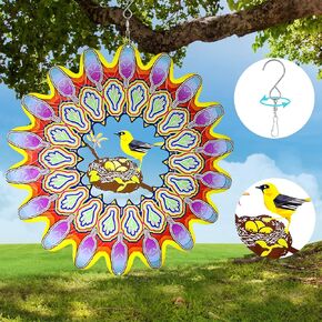 Wind Spinner, Hanging Wind Sculptures,Wind Spinners for Yard and Garden Decor,Yard Decorations Outdoor,Hanging Art Ornaments for Garden Yard Balcony Decor (Rainbow Heart)