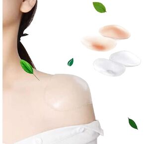 Silicone Shoulder Pads for Womens Clothing, 2 Pairs Soft Anti-Slip Shoulder Push-Up Pads Reusable (Transparent & Skin)