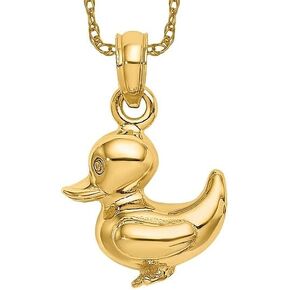 IceCarats 10K Solid Yellow Gold Mallard Duck Good Luck Bird Necklace Chain Pendant Charm