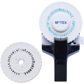 Motex Embossing Label Maker, Labeling Tool, Old School Label Maker, for Manual Label Embossing- E-101 (1 Wheel, Black)