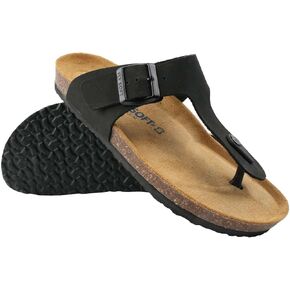 100% Genuine Leather Men's Sandals - Comfortable Cushioned Smart Foam Footbed, Slip-On Slides for Casual Summer Wear, Adjustable Fit, Durable Non-Slip Sole