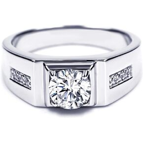 1.0 Ct Moissanite Engagement Ring S925 Sterling Silver 18K Gold Plated DF Color VVS Clarity Round Brilliant Cut Moissanite Wedding Rings Men's Anniversary Birthday Promise Ring