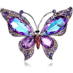 Shiny Rhinestone Butterfly Lapel Brooch Pin Colorful Crystal Pins Clip Sweater Scarves Suit Jackets Dress Corsage Bouquet Brooches Pins for Women Girls Bride Dainty Jewelry Gifts Wedding