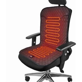 Heated Seat Cushion - 12V UL Heating Pad with Pressure-Sensitive Switch & 12H Timing & 7-Temperature Adjustable - Seat Cover Warmer for Home, Office Chair（PU Leather Brown