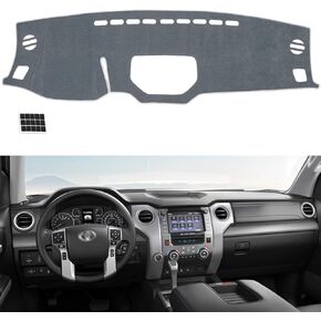 Dashboard Cover Fit for 2014-2021 Toyota Tundra Flannel Nonslip Car Dash Board Mat Sunshade No-Glare and Slip Pad Carpet Sunshield Protector - Color Grey(Without Intermediate air Outlet)