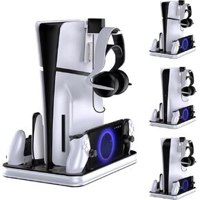 PS5 and PS Portal Charging Dock, PS5 Slim Cooling Station with PS5 Dual Sense Controller Charger and Magnetic Charger for PS Portal Remote Player with RGB Light and Adjustable Cooling Fan