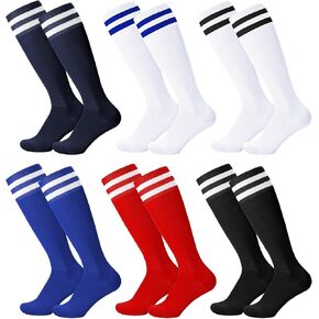 Jspupifip 6 Pairs Childrens Football Socks Kids Football Socks Breathable Soccer Socks Long Football Sports Socks for Kids Boys Girls Youth Junior Running, Training, Rugby, Hockey (Aged 5-13)