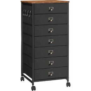 HOOBRO 7-Drawer Vertical File Cabinet, Office Cabinet with Drawers, Filing Cabinet for Home Office, with S Hooks and Nameplates, Sturdy Metal Support, Easy Assembly, Rustic Brown and Black BF71WJ01