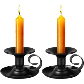 2 Pack Candle Stick Holder, Metal Taper Candlelight Stand for Party Wedding Christmas Table Home Decoration (Black)