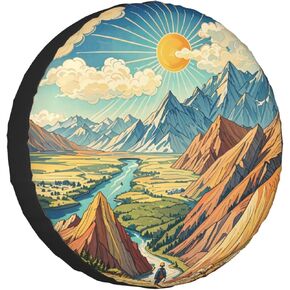 Mountains Natural Scenery Spare Tire Cover Wheel Protector Weatherproof Wheel Cover Universal Decorative Accessories for Camper RV SUV Travel Trailer 14"