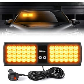 Nilight Red Blue 48LED Visor Strobe Lights Interior Windshield Emergency Warning Lights Super Bright LED Strobe Lights for Police Enforcement Firefighters Vehicle Trucks