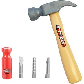 Toy Choi's 4Pcs Toddler Hammer, Plastic Toy Hammer and Toys Simulation Hammers Maintenance Tools, Pretend Play Kid Hammer for Toy Workbench