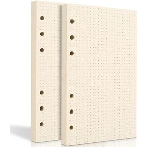 A6 Dot Grid Paper, 6 Hole Punched,A6 Dotted Refill Paper for Filofax Planner/Binders/Organizer, 6.7x4.2 Inch,80 Sheets,Beige,100GSM (1)
