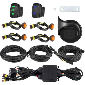 UTV ATV Waterproof Turn Signal Kit, Plug and Play Blinker Turn Signal Assemblies Kit, Universal Street Legal Turn Signal with Rocker Switch Compatible With Polaris, Can-Am, Kawasaki, Pioneer