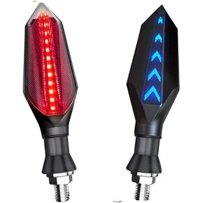 Universal Motorcycle LED Turn Signal Lights Double Color Front Rear Indicator Indicator Lights Red Flowing and Blue Daytime Running Lights Waterproof 12V 17LEDs.2-Pack.