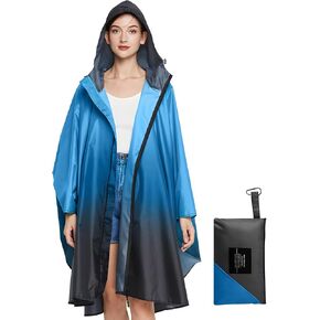 LAMA Unisex Waterproof Hooded Rain Poncho, Lightweight Packable Raincoat Jacket with Pocket for Adults Women Men