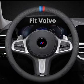 Custom-Fit for BMW Steering Wheel Cover, Premium Leather Car Steering Wheel Cover with Logo, Non-Slip, Breathable, for BMW Accessories (for BMW)