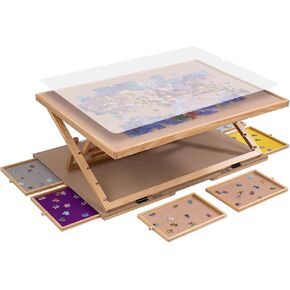 Lavievert Angle & Height Adjustable Puzzle Board with 2 Stands/Easels for Adults, Jigsaw Puzzle Plateau with 6 Drawers & Cover, Portable Tilting Table with Non-Slip Tabletop for Up to 1500 Pieces