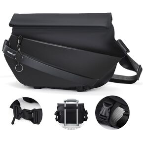Obsidian Sling Bag - Waterproof Matte Leather Crossbody Bag with Quick-Release Magnetic Buckle (Style A, Black)