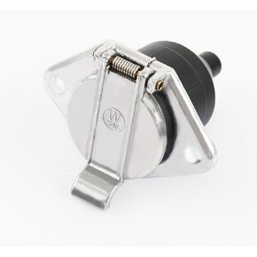 Vehicle-Side 7-Pin Trailer Connector Socket, Female-End Socket Replacement SAE J560 Style, Heavy Duty Die-Cast Zinc Housing 7-Way Round Electrical Connector