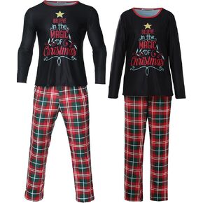 ENJOYNIGHT Matching Christmas Pajama Set Holiday Sleepwear Couples Pjs Long Sleeve