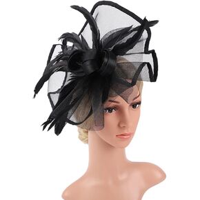 EUBUY Women Fascinators Hat, Flower Feather Headbands Hair Clip Hairpin Hat Fascinators for Women Tea Party Cocktail Wedding Bridal Hair Accessories