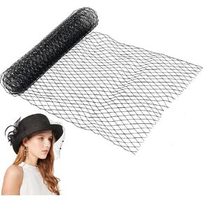 GORGECRAFT 2 Yards Black Veil Netting Fabric 25cm Wide Birdcage Bridal Mesh Fascinator Millinery French Organza Rhombus Headband Bride Hair Net Headdress Hat Decor for Women Girls Wedding Tea Party