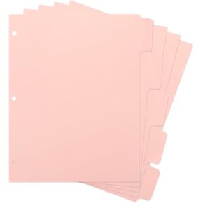 Pink Binder Index Dividers with 5 Tabs, 3 Ring Binder Dividers, Aesthetic Binder, A4 Plastic Tab Dividers, Insertable Pink Binder for Notebook, Planner, School or Office