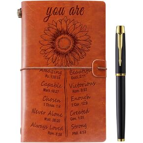 Christian Gifts for Women Leather Journal Notebook Religious Gifts for Women Sunflower Gifts for Women Inspirational Thank You Gifts Birthday Gifts Graduation Gifts For Women, Men, Sister, Friends