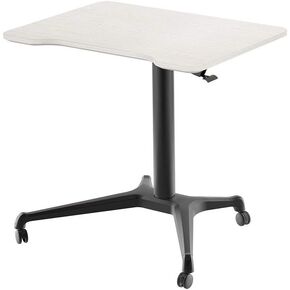 Monoprice Gas‑Lift Height Adjustable Sit‑Stand Mobile Rolling Workstation Laptop and Computer Desk V2 - Max Weight Capacity 99 Lbs, Mobile Stand for Presentations or an Active Work Lifestyle, Black