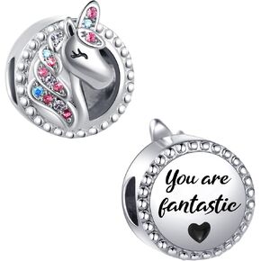 Mermaid Unicorn Charm Compatible Pandora Charm Bracelet Family Cubic Zirconia Ocean Magical Anniversary Birthday