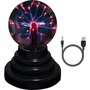 Plasma Ball,Touch Sensitive Plasma Lamp Light with USB Plasma Globe for Kids,Parties,Home,Decoration 3-Inches