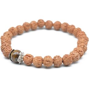 KIKILA Handmade 5 Mukhi Rudraksha Bracelet Beaded Meditation Wrist Tibetan Bracelet Japa Prayer Charm Bracelets
