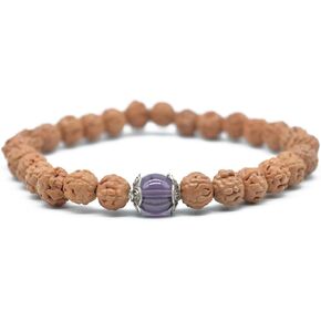 KIKILA Handmade 5 Mukhi Rudraksha Bracelet Beaded Meditation Wrist Tibetan Bracelet Japa Prayer Charm Bracelets