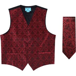 Epoint Men's Fashion Multi Style Paisley Vest Microfiber Mens Tuxedo Vest Neck Tie Set