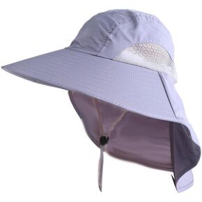 Leadigol Womens Mens Sun Hat with Neck Flap,UV Protection Fishing Hat,Wide Brim Bucket Hat Sun Hat,Summer Outdoor Hat for Fishing Hiking Camping Grey