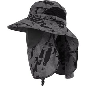 Unisex Outdoor Work Sunhat with Face Neck Flap UV Protection for Fishing Hiking Mountaineering Garden