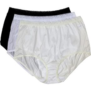 Shadowline Women's Plus-Size Panties-Low Rise Nylon Brief (3 Pack)