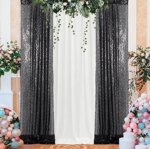 ShinyBeauty خلفية الترتر 4x10ft ستائر الترتر الفضية 2 لوحات ستائر الزفاف ستائر خلفية لامعة للحفلات خلفية التصوير الفوتوغرافي (4FTx10FTx2PC، فضي) in Kuwait