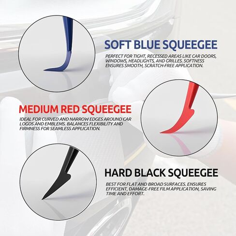 مجموعة أدوات تغليف الفينيل للسيارات - مجموعة ممسحة أوتوماتيكية مكونة من 3 قطع، ممسحة صغيرة لتغليف فيلم تظليل النوافذ، مجموعة أدوات السيارات لتغليف وملصقات المركبات in Kuwait