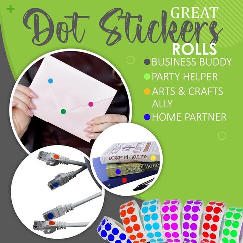 Royal Green Color Coding Labels 3/8 Round 10 mm - Dot Stickers - 0.375 inch Rounds White Sticker - 2100 Pack in Saudi Arabia
