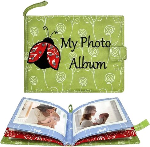 Baby Soft Photo Albums My First Family Album Soft Cloth Baby Photo Book My First Family Photo Album -Soft Cloth,Baby Safe,Holds 4x6 Photo Album (Green) in Saudi Arabia