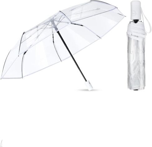 Clear Canopy, Automatic Open Close Folding Transparent Travel Umbrellas for Rain, Wedding Clear Umbrella for Women Men in Saudi Arabia